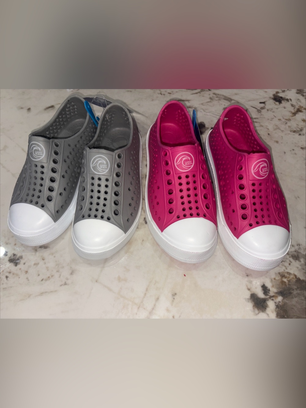 Kids Water Slip-On Shoes by Native-Style — Gray & Pink